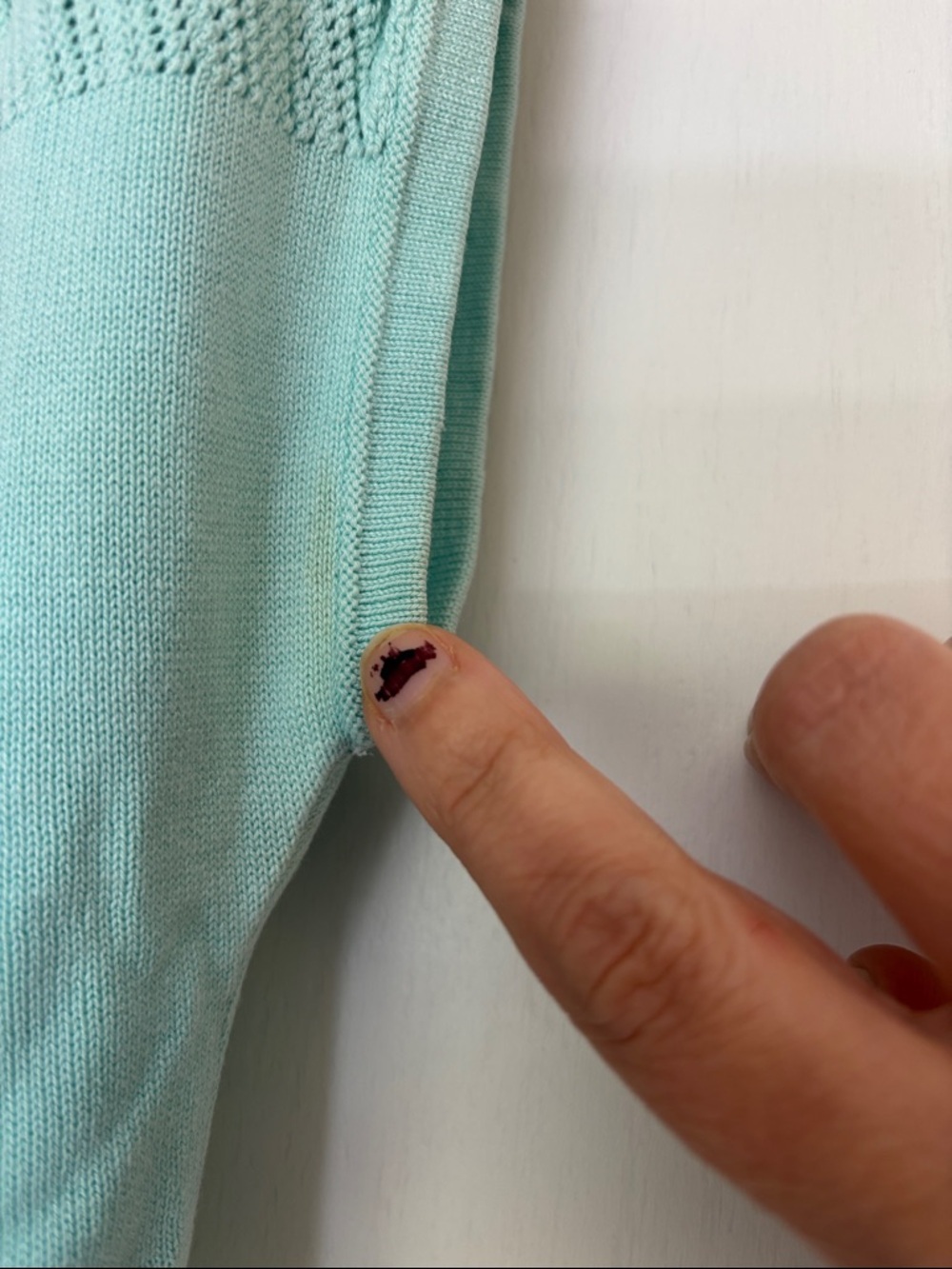 Silk & Cotton Cap Sleeve Blue Pastel Sweater Size Small Boatneck Dainty Feminine - Picture 9 of 9